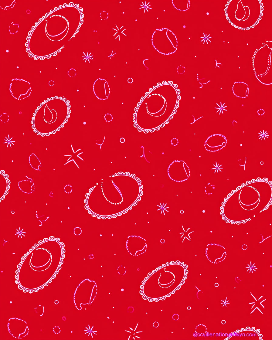 Red Oval Medallion Star burst accents Rug