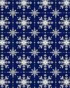 Navy White Snowflake Tile Rug