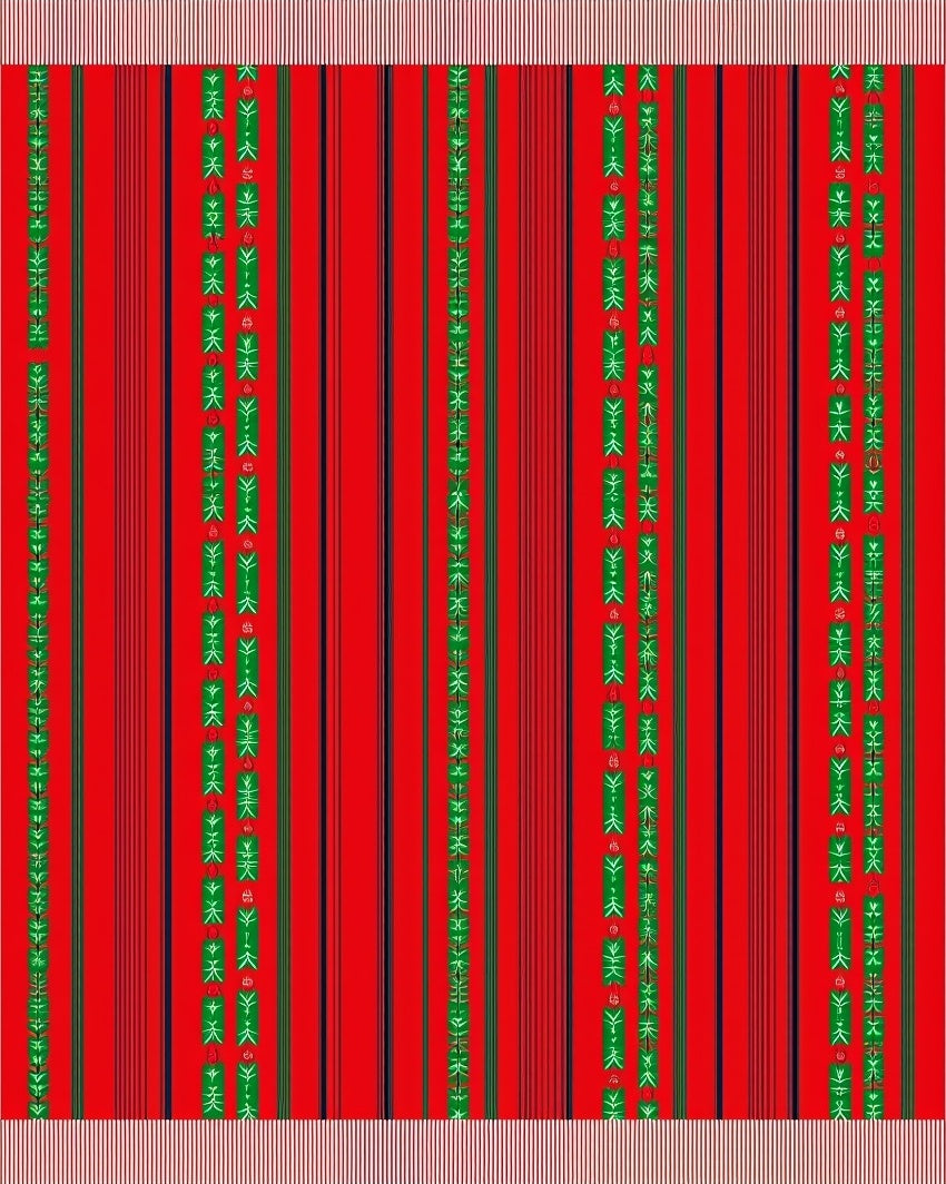 Bold Red Green Striped Vertical Columns Rug