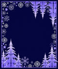Winter Snowflakes Purple Trees Border Rug