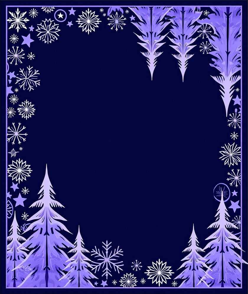Winter Snowflakes Purple Trees Border Rug