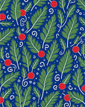 Whimsical Green Fern Red Berry Rug