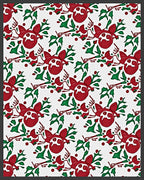 Red Reindeer Holly Leaf Swirl Rug