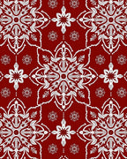 Rich Crimson White Medallion Mandala Rug