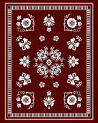 Crimson White Floral Medallion Harmony Rug