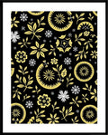 Golden Whimsical Floral Leaf Medallion Rug