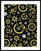 Golden Whimsical Floral Leaf Medallion Rug