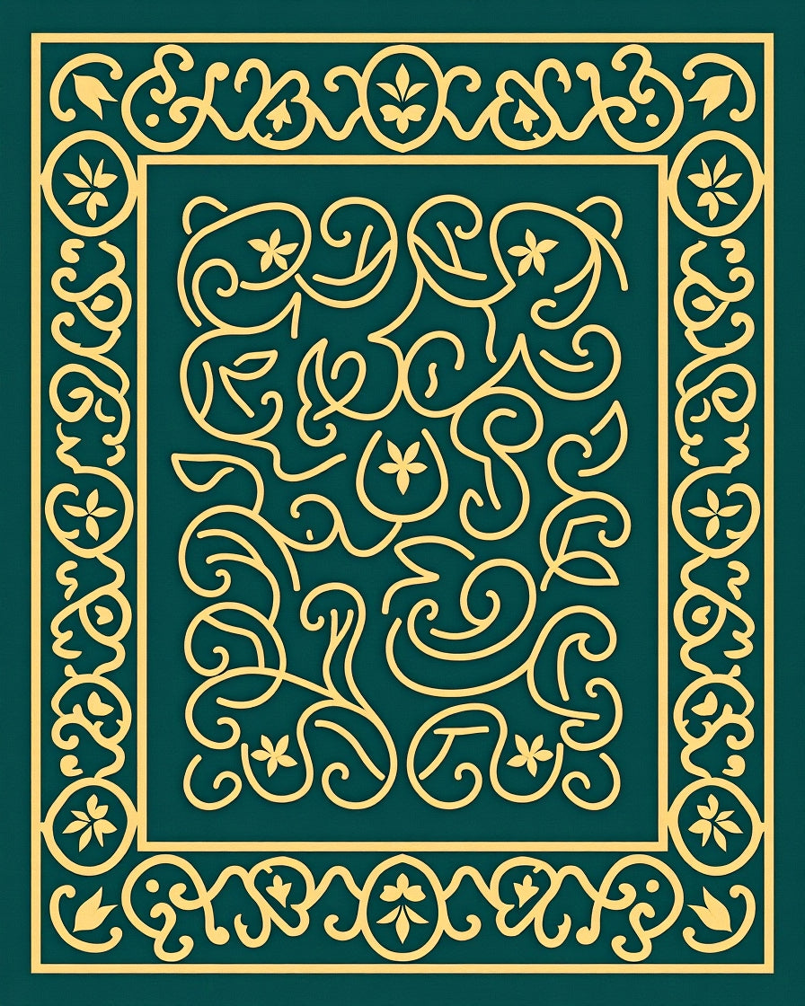 Golden Vine Scrollwork Medallion Rug