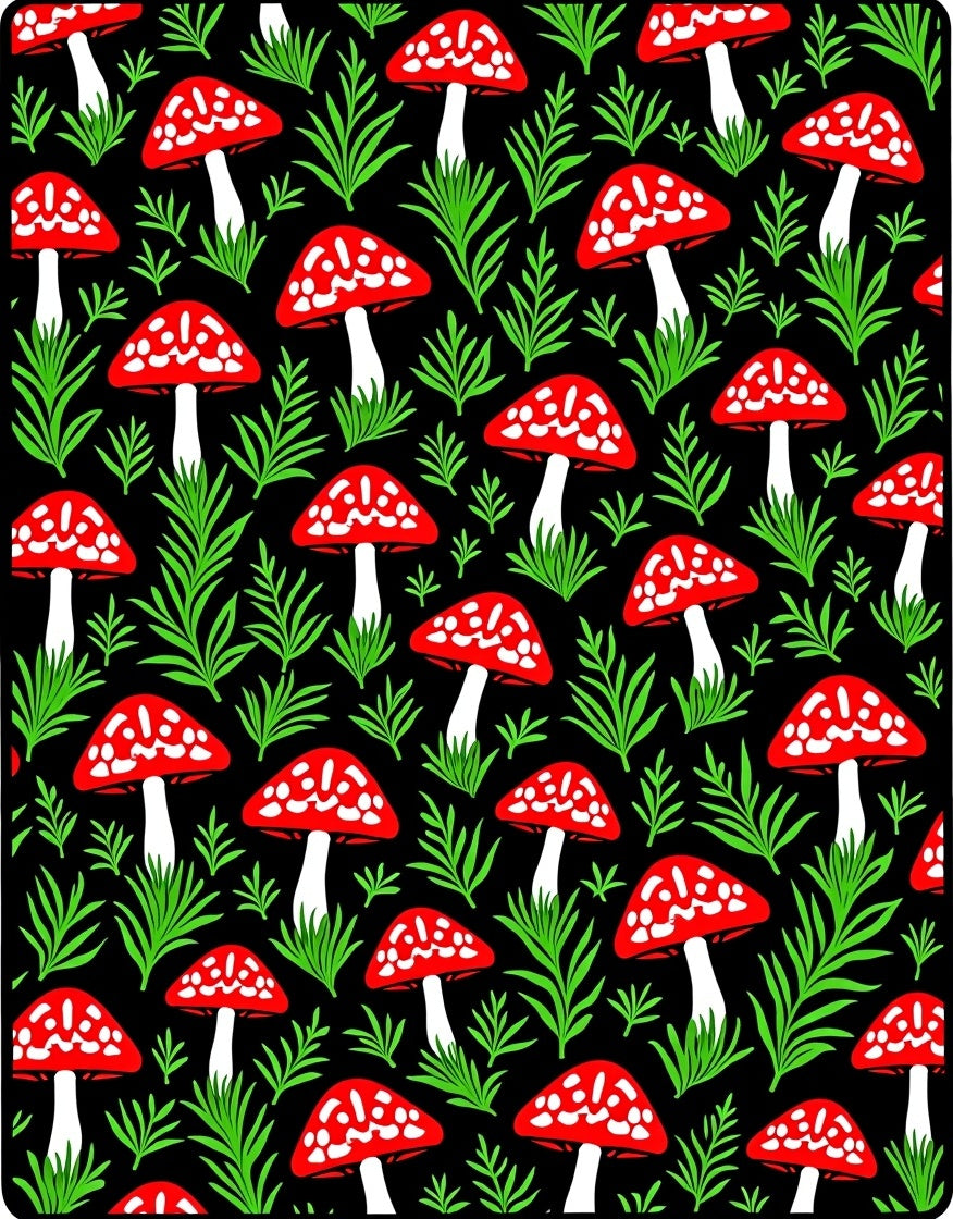 Whimsical Red Mushroom Forest Garden Rug