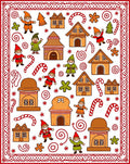 Cheerful Gingerbread Village Gnomes Candy Canes Rug