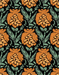 Bold Golden Orange Floral Fern Rug