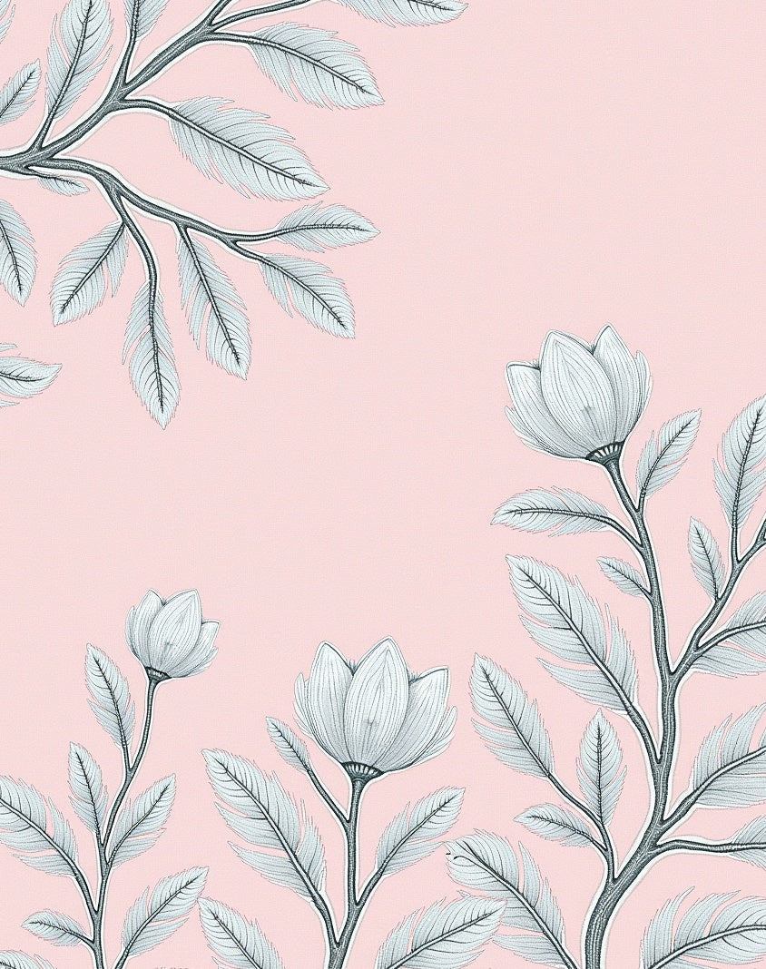 Soft Pink Botanical Floral Arrangement Rug