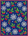Winter Holly Snowflakes Blue Red Rug