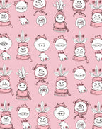 Whimsical Pink Character Garden Rug