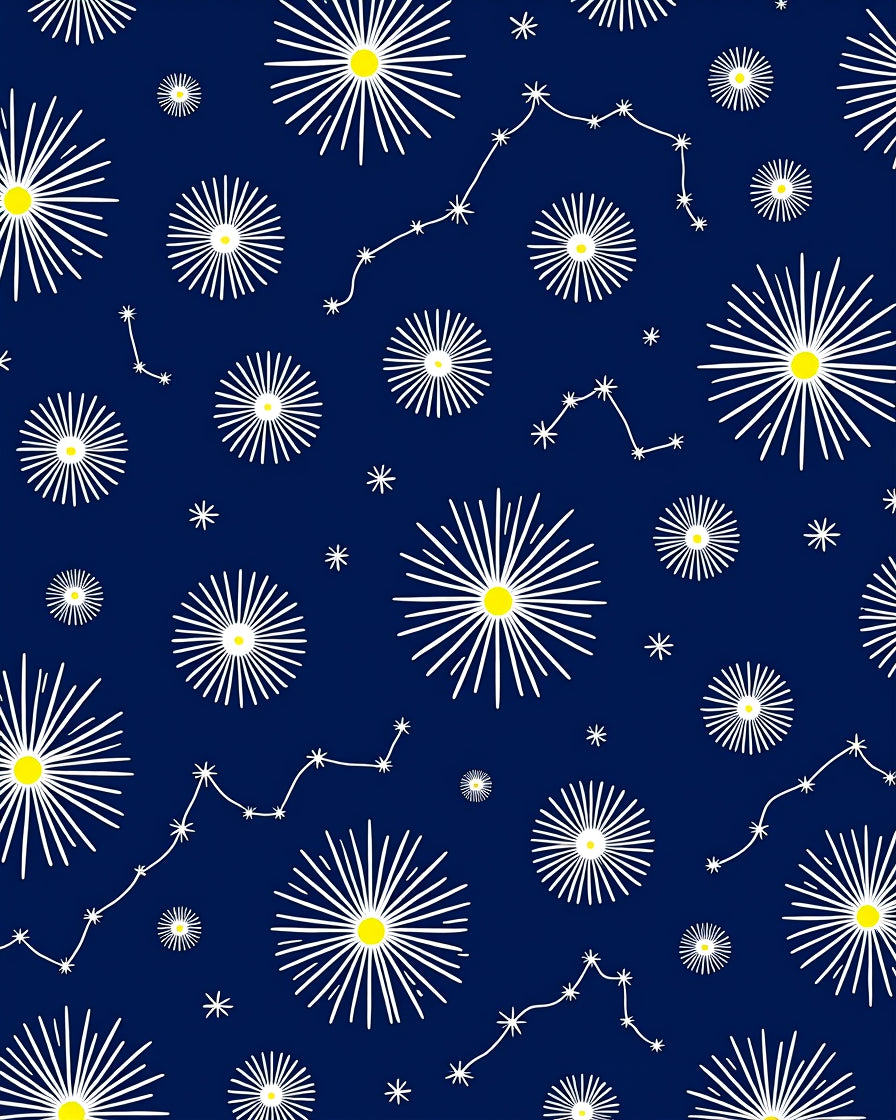 Navy Blue Starburst Constellation Rug