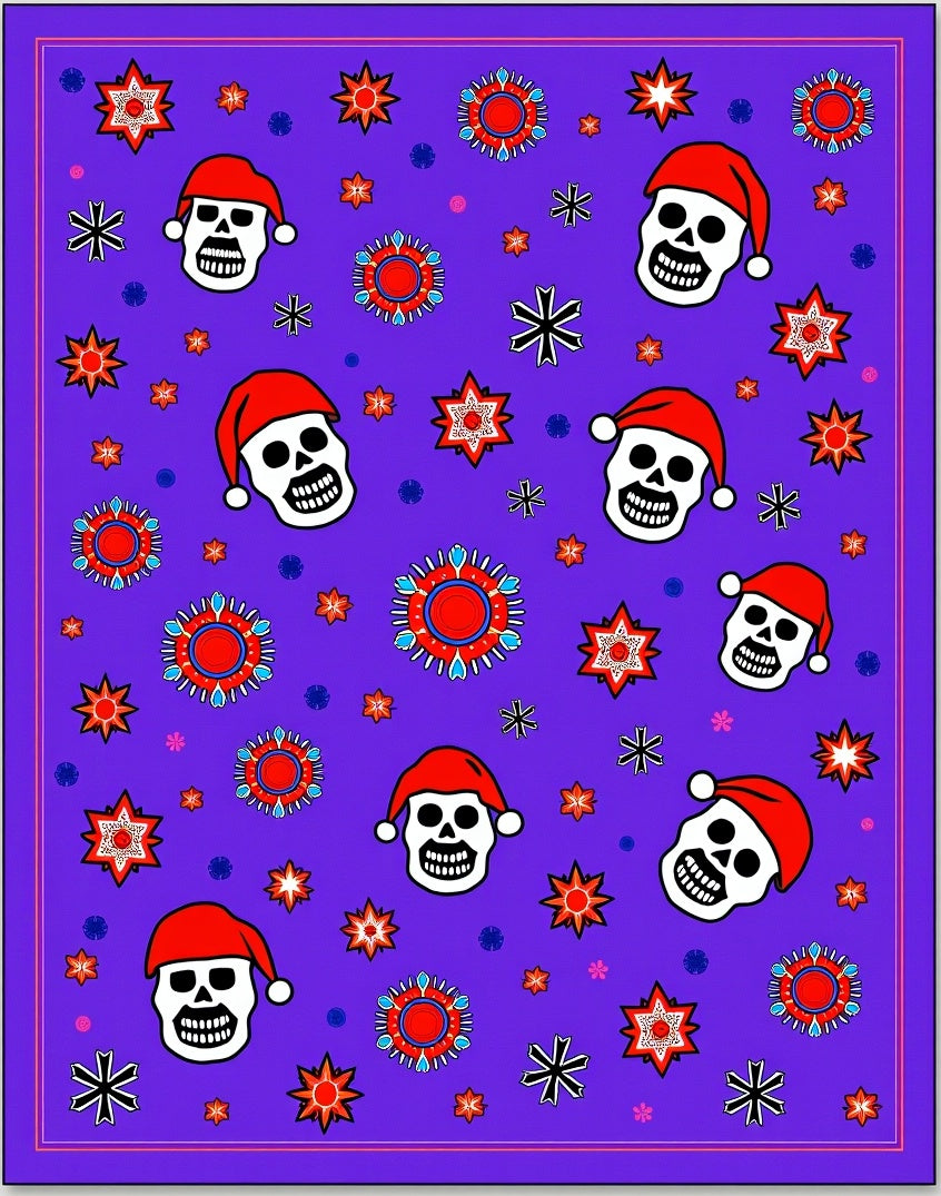 Purple Festive Skull Snowflakes Rug