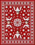 Red Festive Elf Folk Snowflake Rug