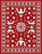 Red Festive Elf Folk Snowflake Rug