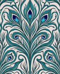 Teal Peacock Feather Art Nouveau Rug