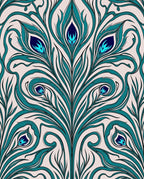Teal Peacock Feather Art Nouveau Rug