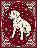 Crimson Winter Dog Snowflake Oval Rug