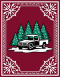 Vintage Burgundy Truck Evergreen Forest Rug