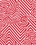 Bold Red Swirl Chevron Rug
