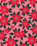 Bold Red Poinsettia Floral Background Rug