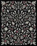 Black Cream Red Foliage All-over Rug