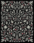 Black Cream Red Foliage All-over Rug