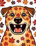 Golden Dog Autumn Leaves Rug