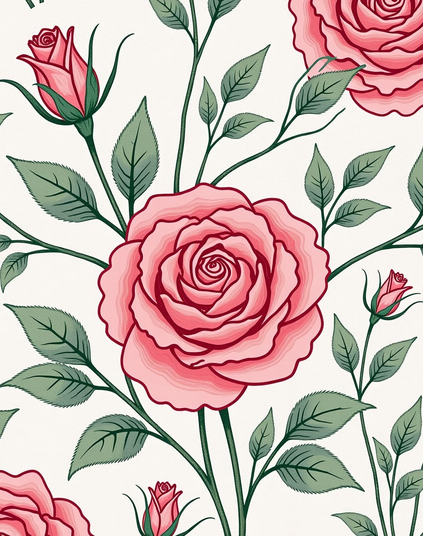 Pink Rose Garden Botanical Arrangement Rug