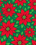 Red Green Large Poinsettia Floral Arrangement Rug