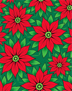 Red Green Large Poinsettia Floral Arrangement Rug