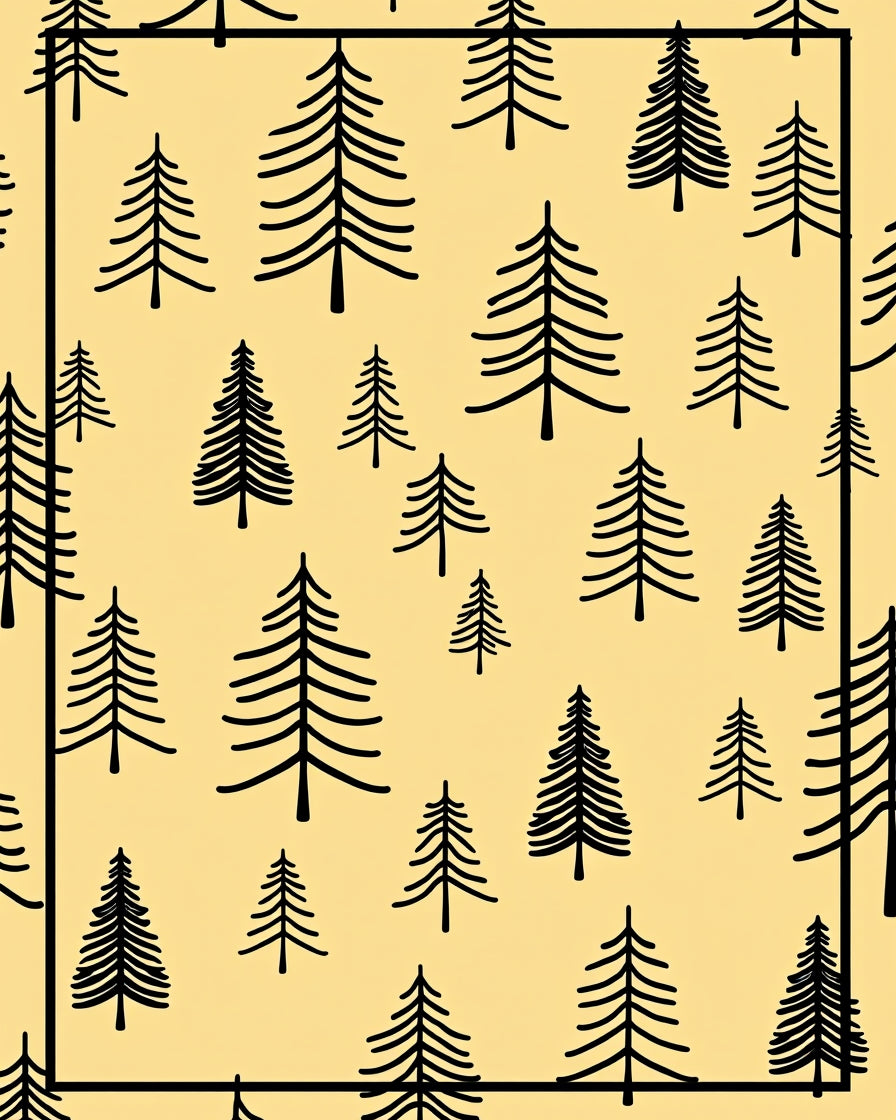 Minimalist Black Pine Forest Overlay Rug