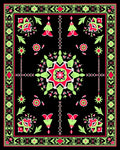 Vibrant Black Floral Medallion Rug