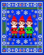 Christmas Elves Snowflake Borders Rug