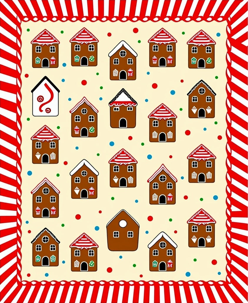 Festive Gingerbread Houses Scattered Dots Rug