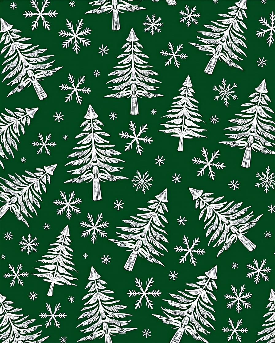 Forest Green White Evergreen Snowflakes Rug