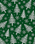 Forest Green White Evergreen Snowflakes Rug