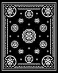 Black White Starburst Mandala Medallion Border Rug