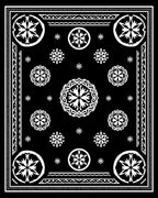 Black White Starburst Mandala Medallion Border Rug
