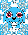 Cute Blue Creature Snowflakes Rug
