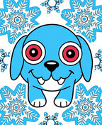 Cute Blue Creature Snowflakes Rug