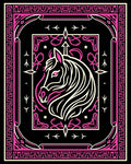 Bold Pink Horse Abstract Frame Rug
