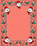 Whimsical Snowmen Holly Border Rug