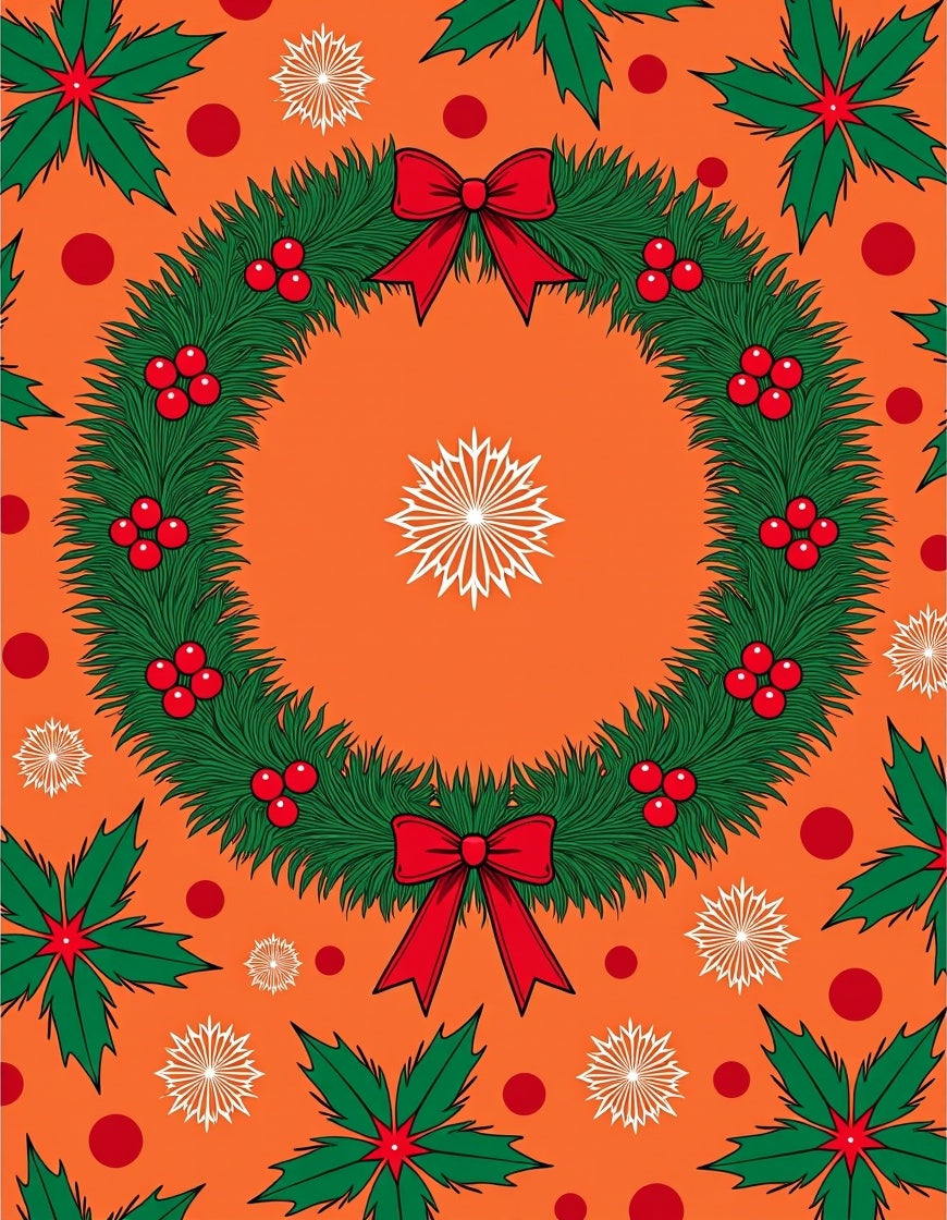 Festive Evergreen Wreath Holiday Dots Rug