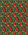 Crimson Red Cardinal Yellow Floral Vine Rug