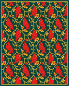 Crimson Red Cardinal Yellow Floral Vine Rug