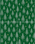 Forest Green Pine Tree Snowflakes Rug